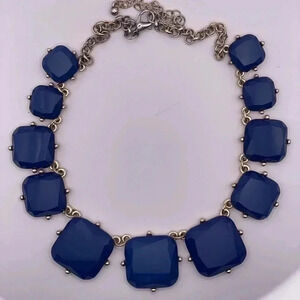 Blue Lucite Square Facet Royal Blue Statement necklace